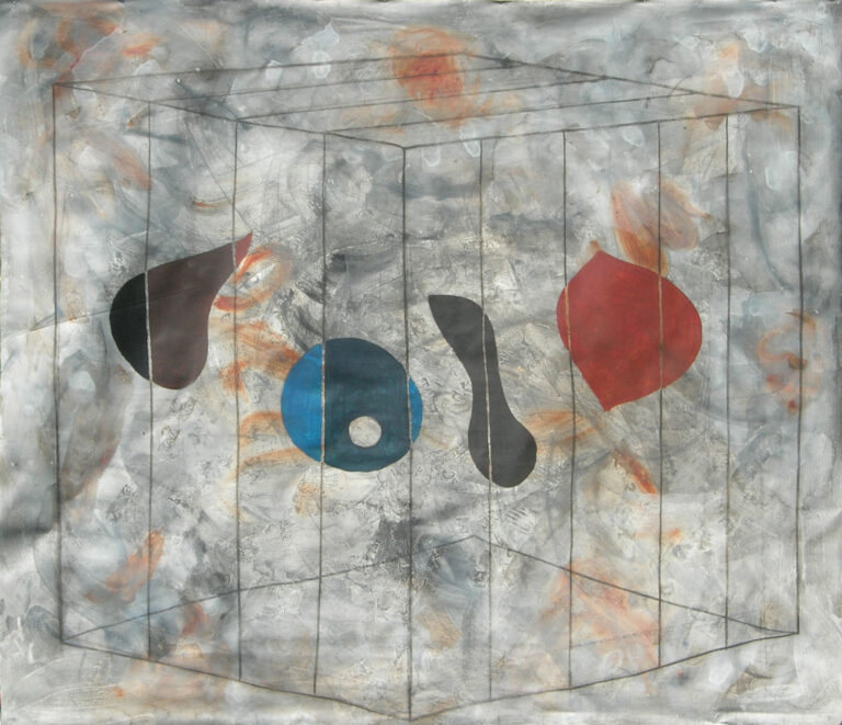 Облици у кавезу, акрил и уље на платну, 200x200 cm, 2015.